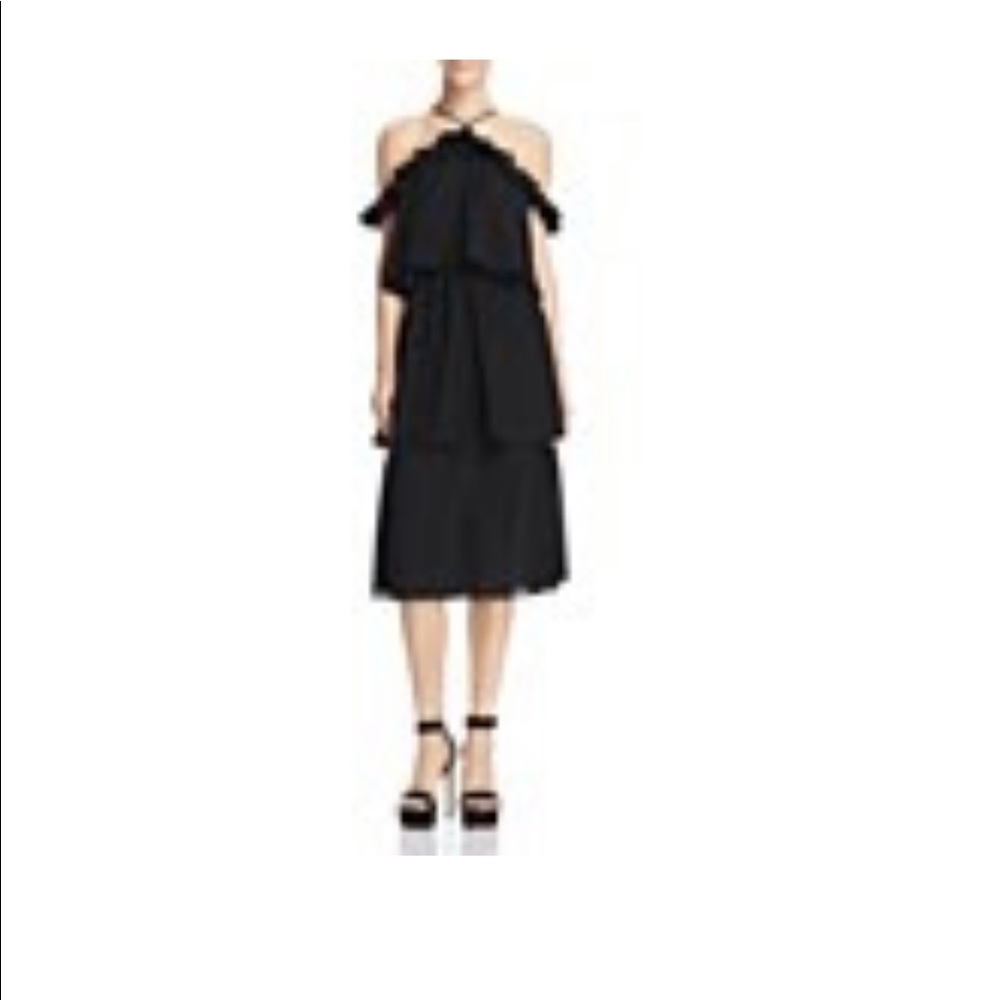 Re:Named Tiered Ruffled Cold-Shoulder Dress Medium
